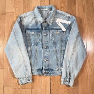 Elwood Classic Denim Slightly Cropped Jacket Diamond Light Wash Mens Small NWT